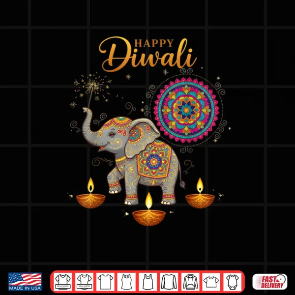 Design Cute Elephant Happy Diwali Shirt