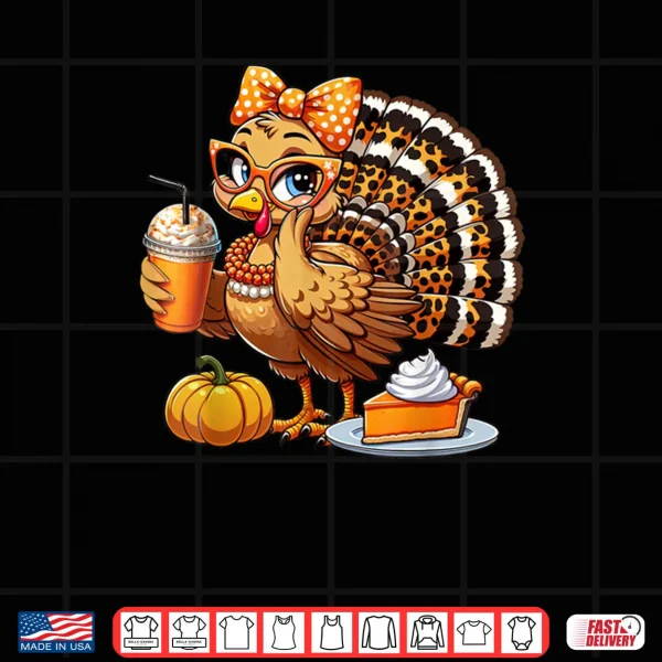 Cute Turkey Drinking Coffee Thanksgiving Womens Turkey Day Shirt 3 Design Cute Turkey Drinking Coffee Thanksgiving Womens Turkey Day Shirt
