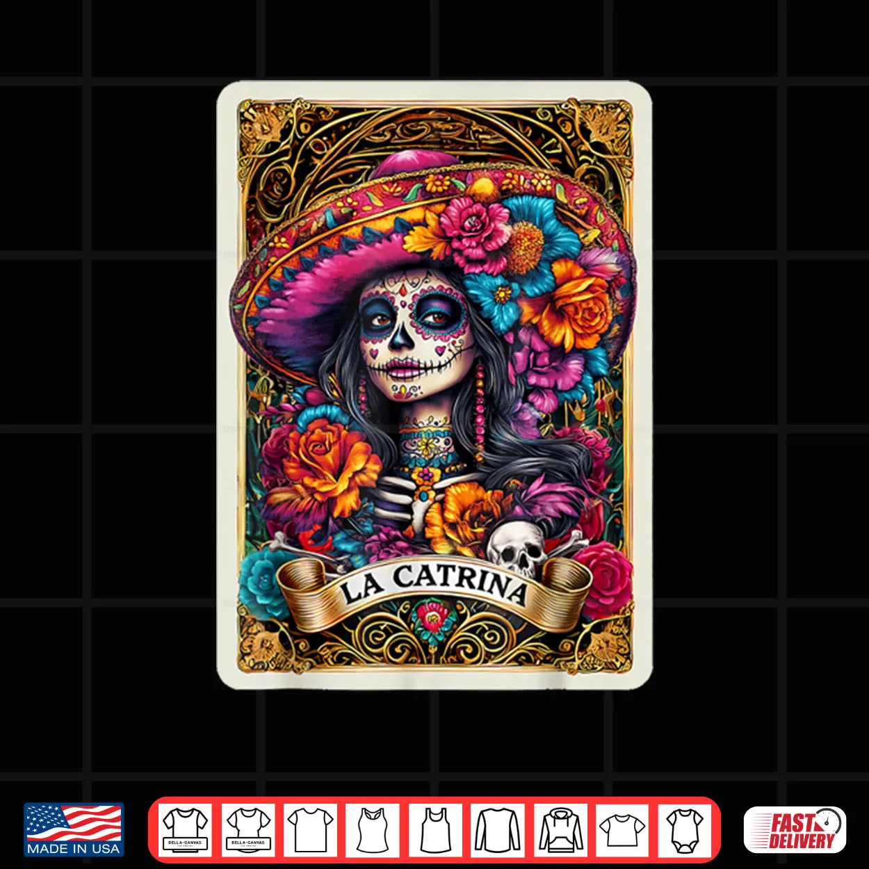 De Los Muertos La Catrina Day of The Dead Sugar Skull Women Shirt De Los Muertos La Catrina Day of The Dead Sugar Skull Women Shirt