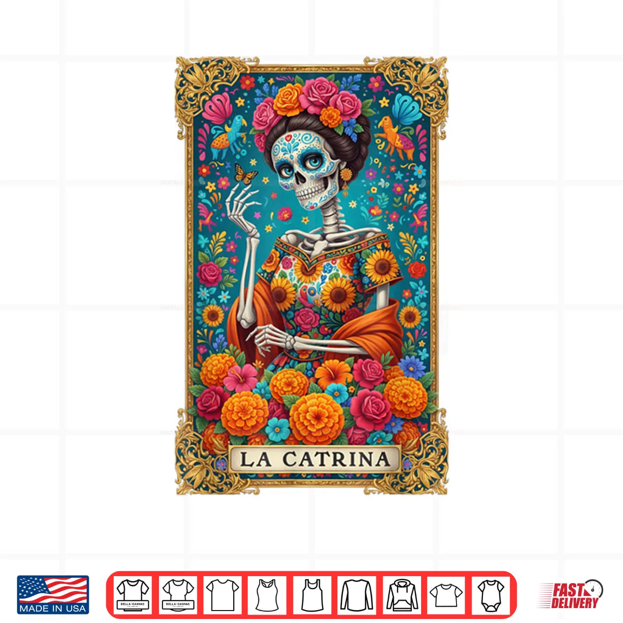 De Los Muertos La Catrina Day of The Dead Women Sugar Skull Shirt De Los Muertos La Catrina Day of The Dead Women Sugar Skull Shirt