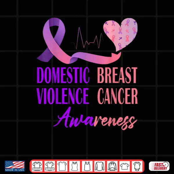 Design Domestic Violence Breast Cancer Awareness Heartbeat Ribbon Shirt