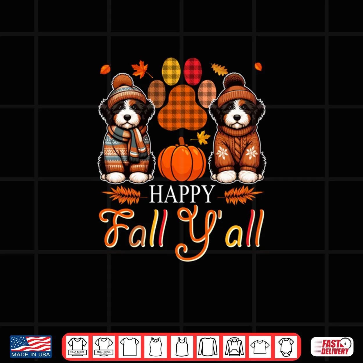 Fall Y’all Thanksgiving Autumn Two Cute Bernedoodles Owner Shirt Fall Y’all Thanksgiving Autumn Two Cute Bernedoodles Owner Shirt
