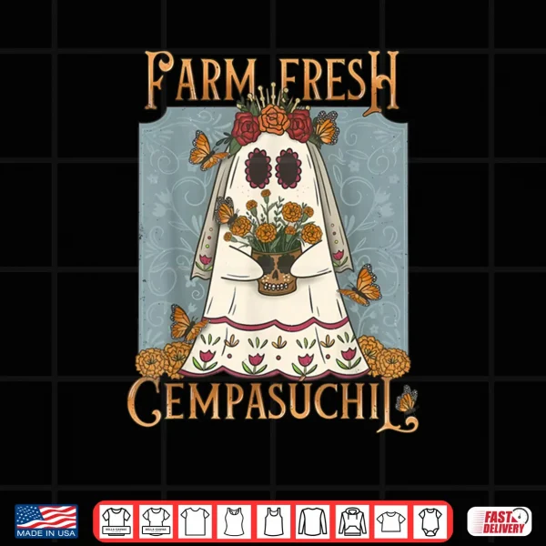 Design Farm Fresh Cempasuchil Ghost Day of The Dead Halloween Shirt 1