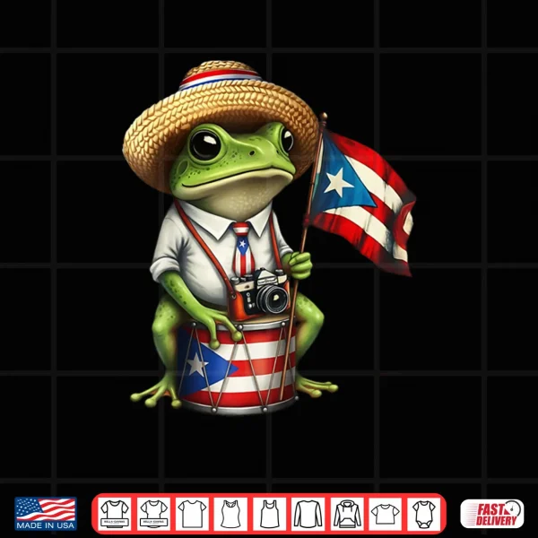 Design Frog Puerto Rico Flag Taino Boricua Cultural Heritage Shirt