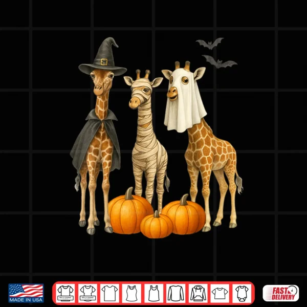 Design Giraffe Boo Mummy Witch Halloween Giraffe Pumpkin Shirt