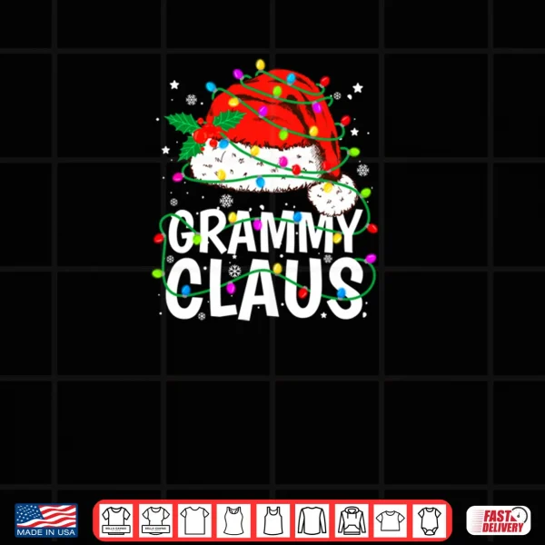 Design Grammy Claus Christmas Lights Pajama Family Matching Shirt