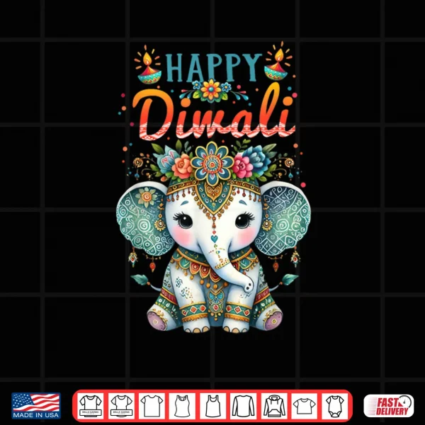 Happy Diwali 2025 Diya Rangoli Lamp Elephant Vintage Floral Shirt 3 Design Happy Diwali 2025 Diya Rangoli Lamp Elephant Vintage Floral Shirt