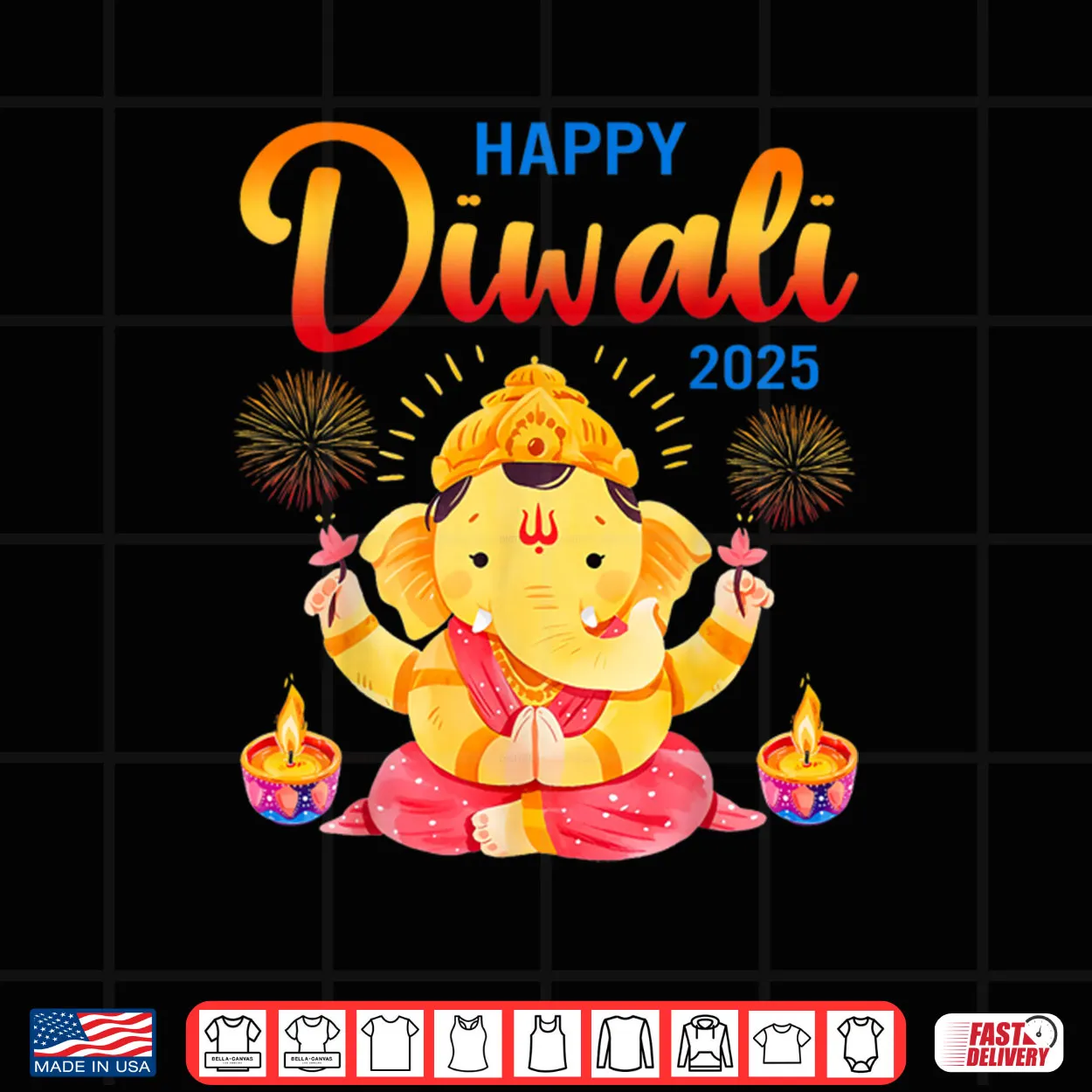 Happy Diwali 2025 Elephant Lamp Rangoli Diya Indian Family Shirt Happy Diwali 2025 Elephant Lamp Rangoli Diya Indian Family Shirt