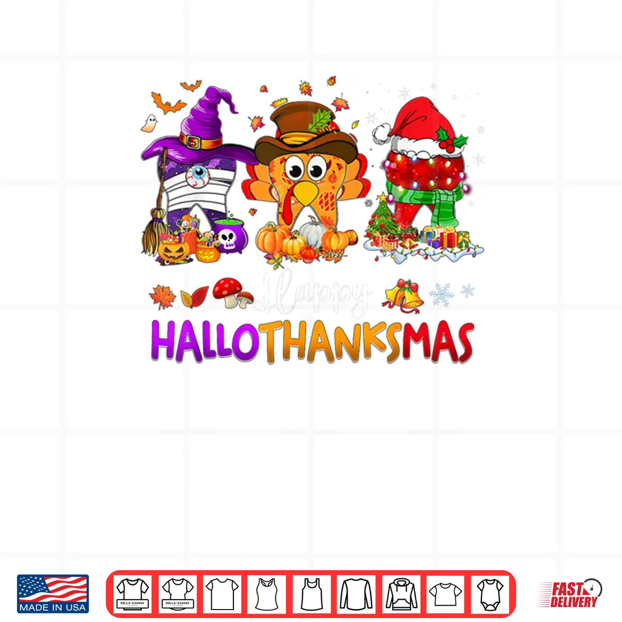 Happy Hallothanksmas Dental Halloween Thanksgiving Christmas Shirt Happy Hallothanksmas Dental Halloween Thanksgiving Christmas Shirt