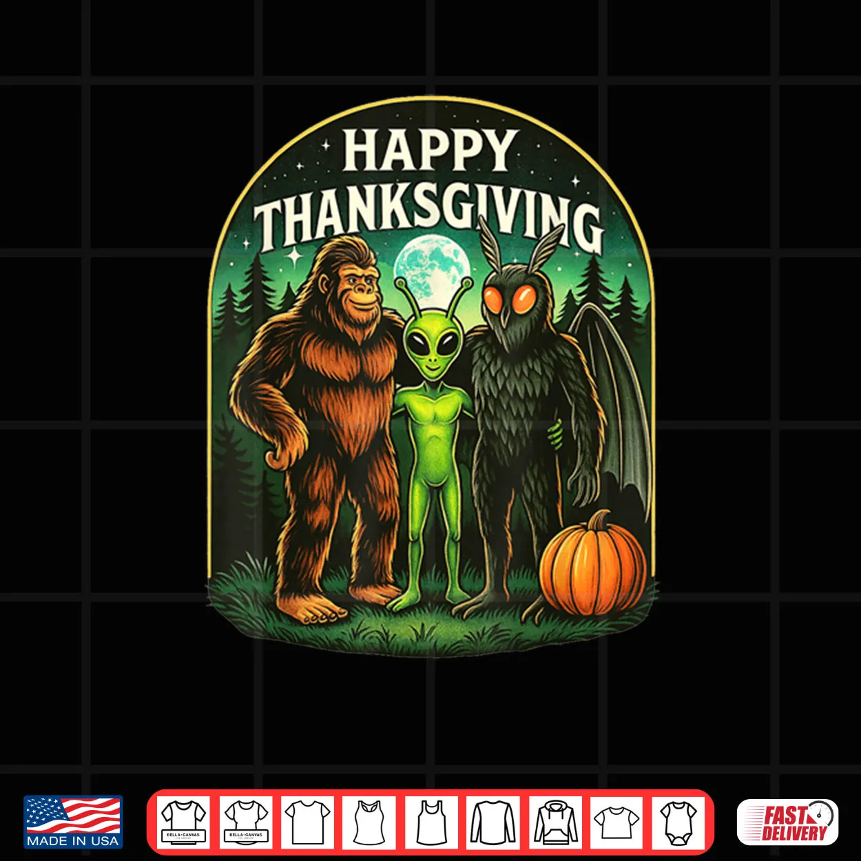 Happy Thanksgiving Shirt Men Bigfoot Alien Mothman Sasquatch Shirt Happy Thanksgiving Shirt Men Bigfoot Alien Mothman Sasquatch Shirt