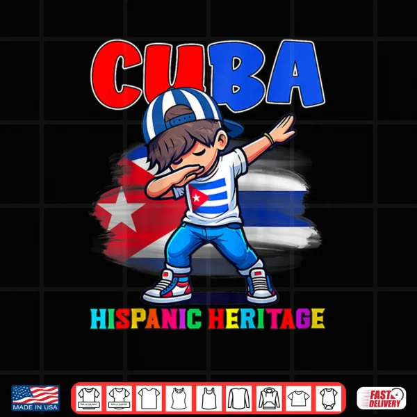 Design Hispanic Heritage Month Cuban Flag Cuba Dabbing Shirt