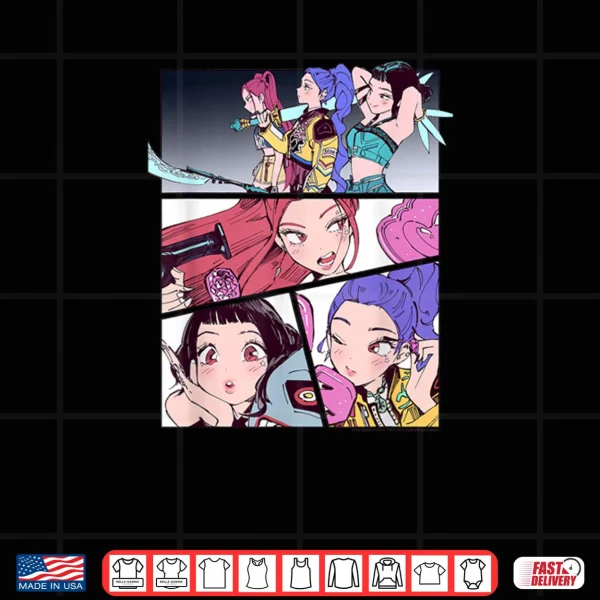 Huntrix Manhwa Panels Poster Halloween Shirt 3 Design Huntrix Manhwa Panels Poster Halloween Shirt