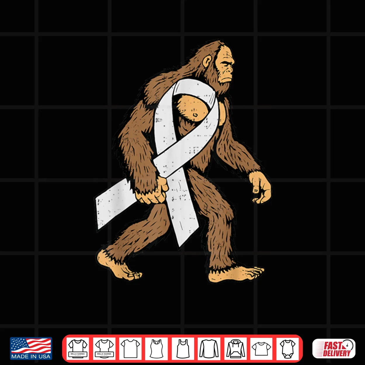 Lung Cancer Awareness Bigfoot White Ribbon Support Shirt Lung Cancer Awareness Bigfoot White Ribbon Support Shirt