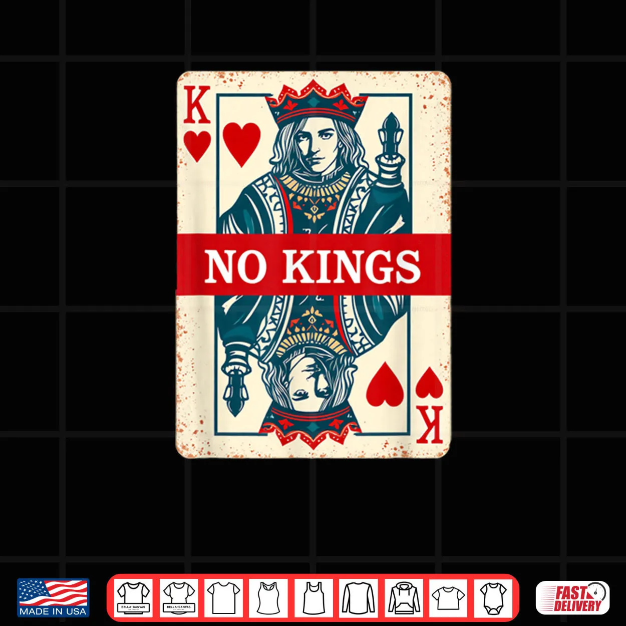 No Kings Playing Card Statement Shirt No Kings Playing Card Statement Shirt