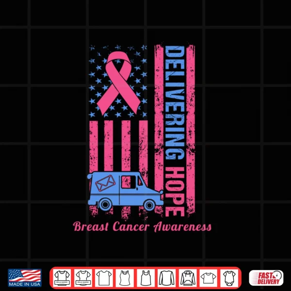 Design Postal Worker Breast Cancer Awareness US Flag Shirt