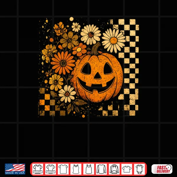 Design Pumpkin Sunflower Daisy Thanksgiving Halloween Fall Shirt