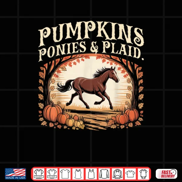 Design Pumpkins Ponies Plaid Retro Shirt