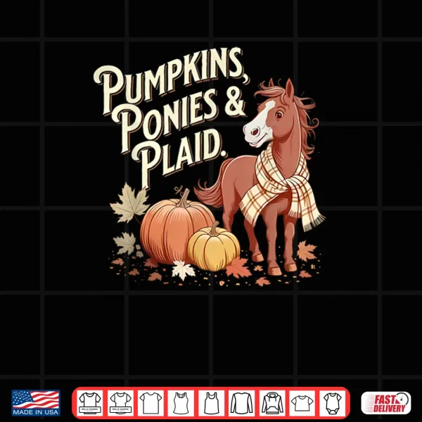 Design Pumpkins Ponies Plaid Shirt
