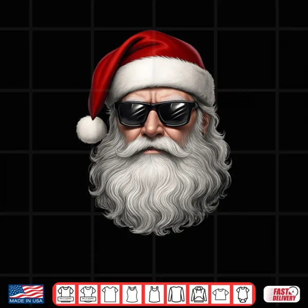 Design Santa Face Retro Sunglasses Funny Christmas Pajama Shirt