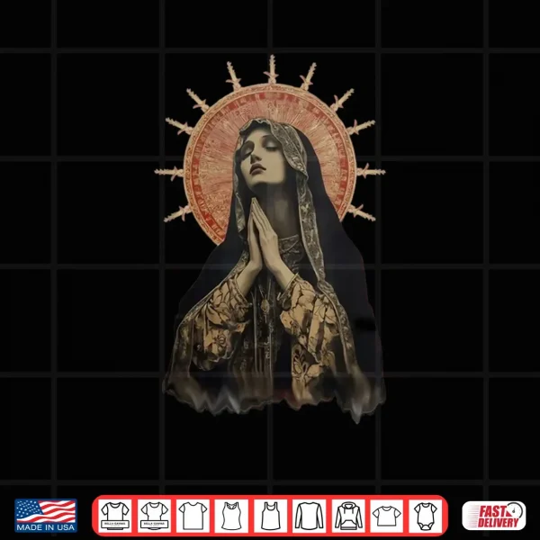 Stained Glass Madonna Prayer Faith Shirt 3 Design Stained Glass Madonna Prayer Faith Shirt