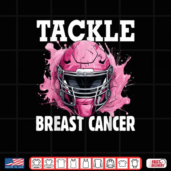 Design Tackle Football Breast Cancer Awareness Pink Ribbon Shirt
