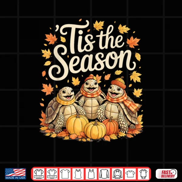 Design Tis The Season Sulcata Tortoise Fall Autumn Pumpkin Shirt