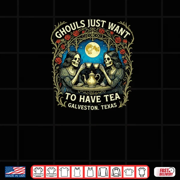 Victorian Ghostly Skeleton Ladies Drinking Tea Halloween Shirt 3 Design Victorian Ghostly Skeleton Ladies Drinking Tea Halloween Shirt