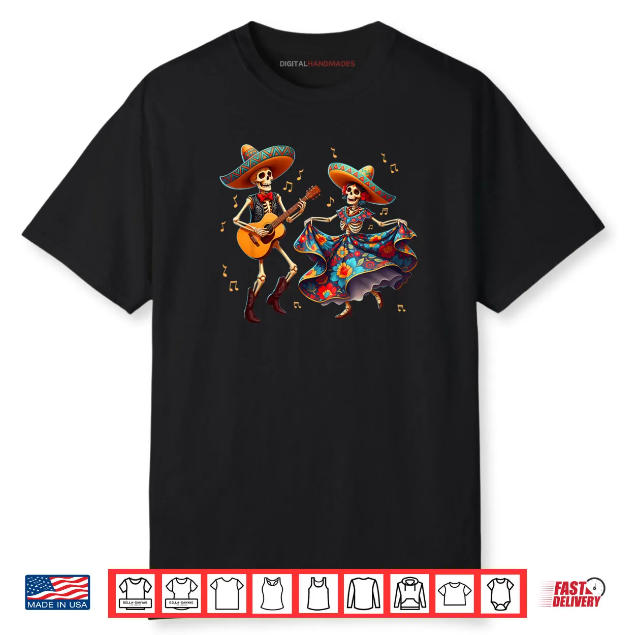 Dia De Los Muertos Dancing Skeletons Guitar Day of The Dead Shirt Dia De Los Muertos Dancing Skeletons Guitar Day of The Dead Shirt