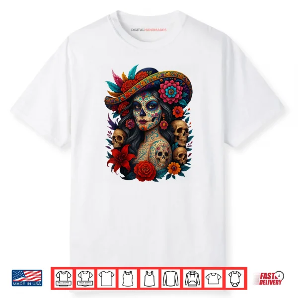 Dia De Los Muertos Mexican Day of The Dead Floral Shirt
