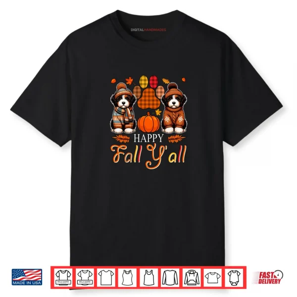 Fall Y’all Thanksgiving Autumn Two Cute Bernedoodles Owner Shirt