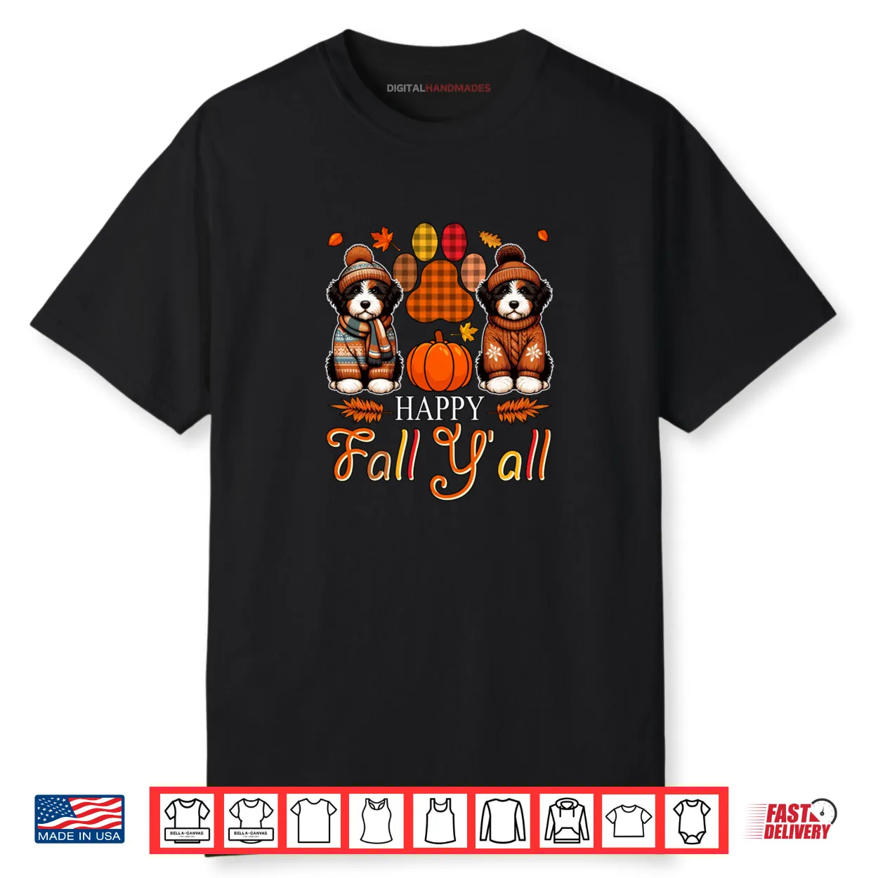 Fall Y’all Thanksgiving Autumn Two Cute Bernedoodles Owner Shirt Fall Y’all Thanksgiving Autumn Two Cute Bernedoodles Owner Shirt