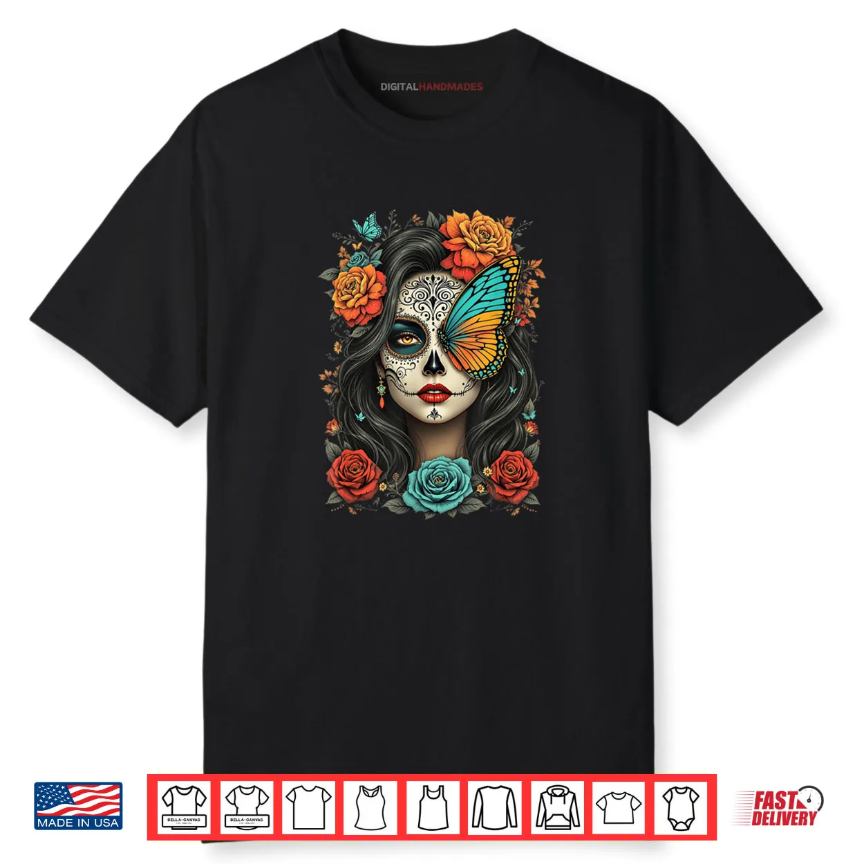 Floral Sugar Skull Day of The Dead Dia de Los Muertos Shirt Floral Sugar Skull Day of The Dead Dia de Los Muertos Shirt