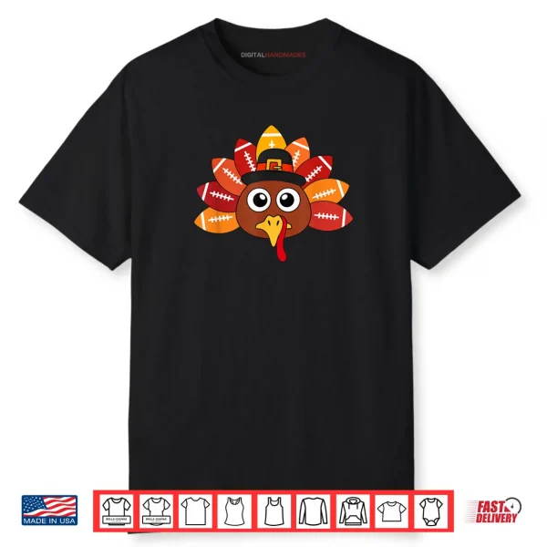 Funny Thanksgiving Football Player Autumn Fall Baby Turkey Shirt