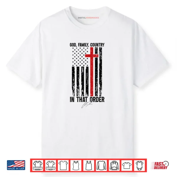God Family Country In That Order Vintage US Flag Supporter Shirt