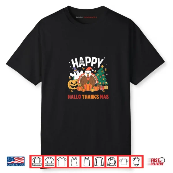 Happy Hallo Thanks Mas Fall Celebration Design Party Shirt