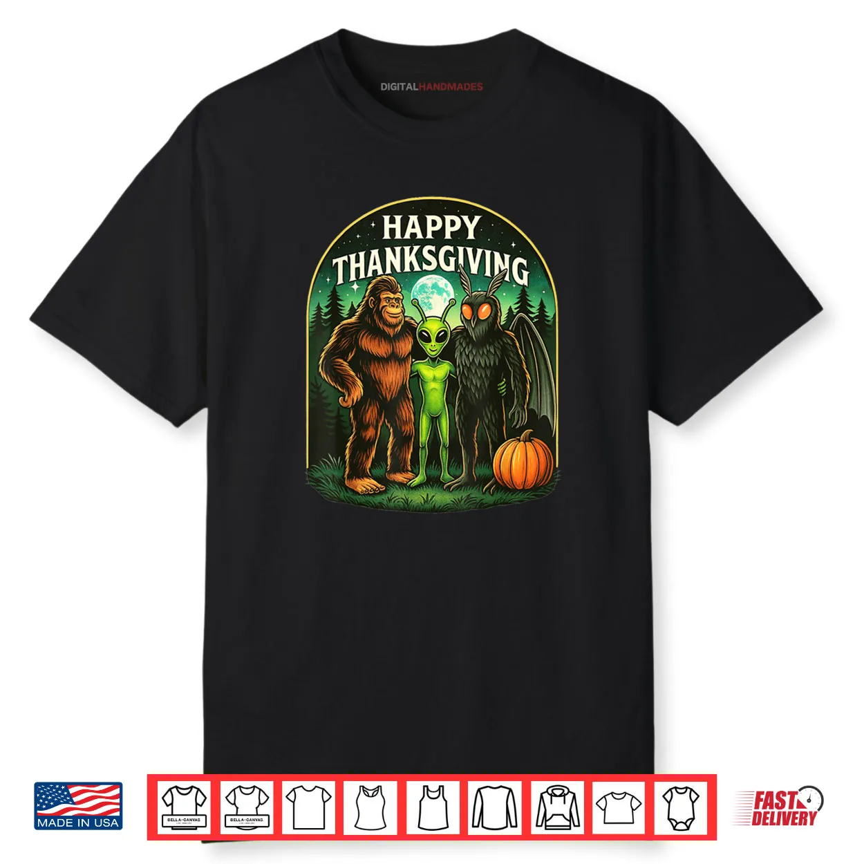 Happy Thanksgiving Shirt Men Bigfoot Alien Mothman Sasquatch Shirt Happy Thanksgiving Shirt Men Bigfoot Alien Mothman Sasquatch Shirt