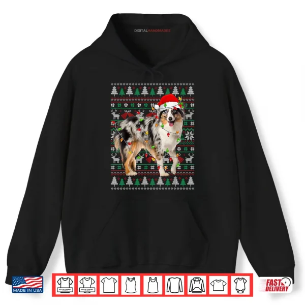 Hoodie Australian Shepherd Dog Christmas Ugly Sweater Santa Xmas Shirt