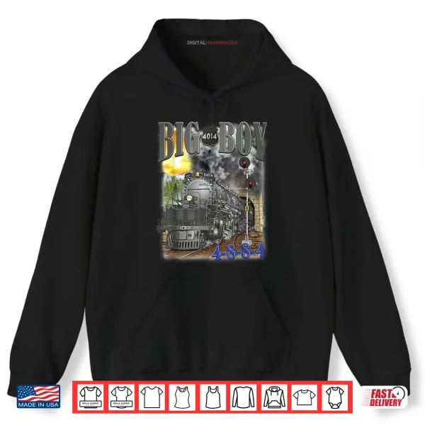 Hoodie Big Boy 4014 Steam Locomotive Vintage Railroad Train Engine Shirt