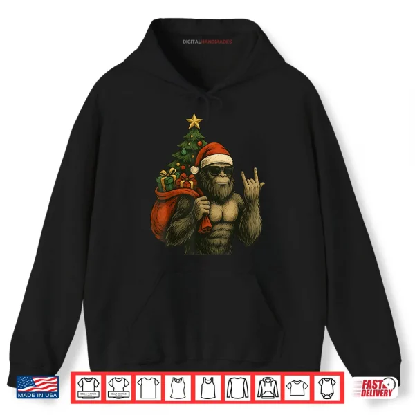 Bigfoot Santa Christmas Tree Rock On Funny Xmas Sasquatch Shirt 2 Hoodie Bigfoot Santa Christmas Tree Rock On Funny Xmas Sasquatch Shirt