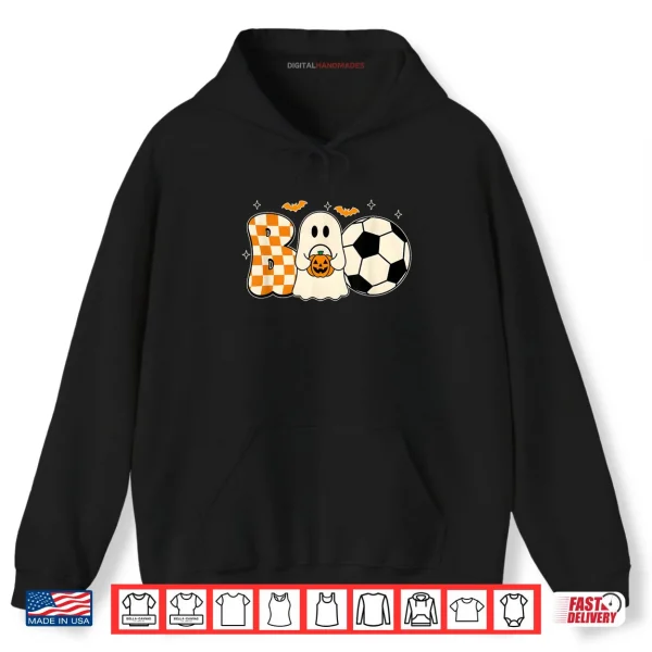 Hoodie Boo Ghost Playing Soccer Halloween Players Trick or Treat Shirt