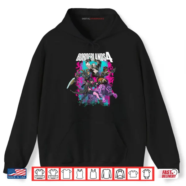 Hoodie Borderlands 4 Colorful Heroes Collage Graffiti Video Game Shirt
