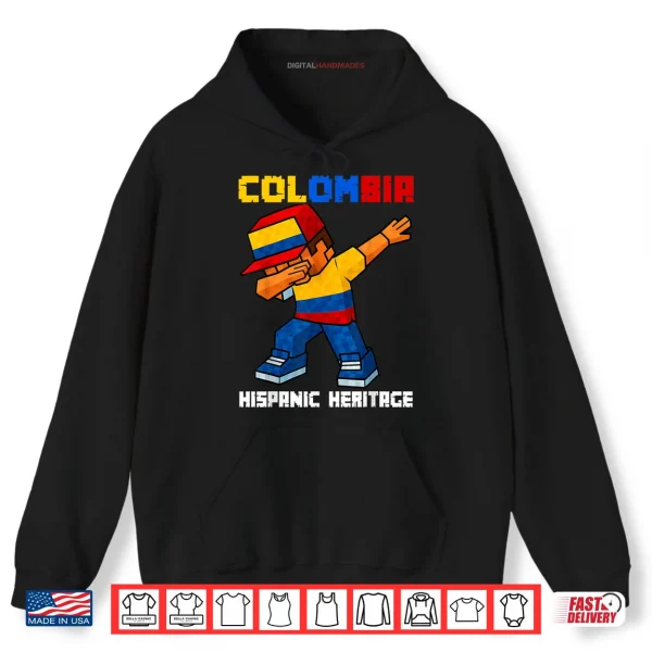 Hoodie Colombia Dab Boy Game Pixel Hispanic Heritage Colombian Shirt