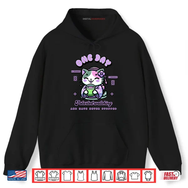 Hoodie Cute Cat Watching K Dramas and C Dramas Shirt