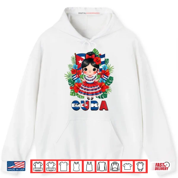 Cute Cuba Cuban Girl Traditional Dress Tropical Flowers Shirt 2 Hoodie Cute Cuba Cuban Girl Traditional Dress Tropical Flowers Shirt