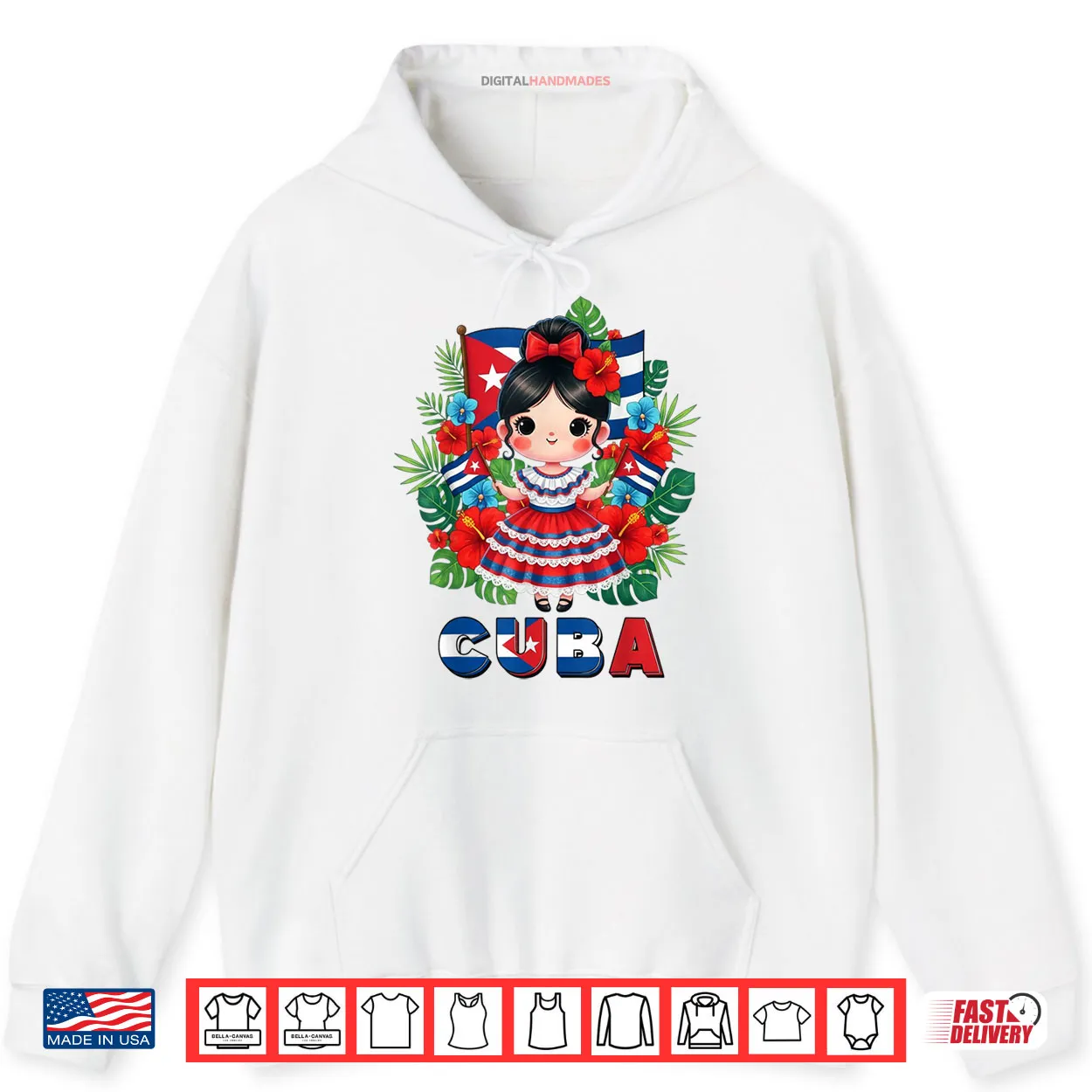 Cute Cuba Cuban Girl Traditional Dress Tropical Flowers Shirt Cute Cuba Cuban Girl Traditional Dress Tropical Flowers Shirt