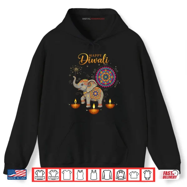 Hoodie Cute Elephant Happy Diwali Shirt
