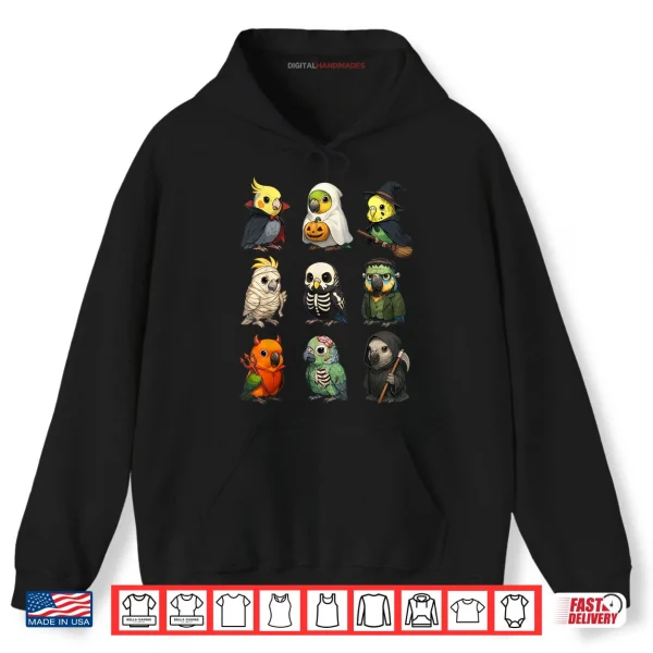 Hoodie Cute Parrot Birds Witch Boo Zombie Halloween Shirt