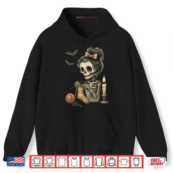 Cute Skeleton Knitting Crochet Yarn Halloween Shirt 2 Hoodie Cute Skeleton Knitting Crochet Yarn Halloween Shirt