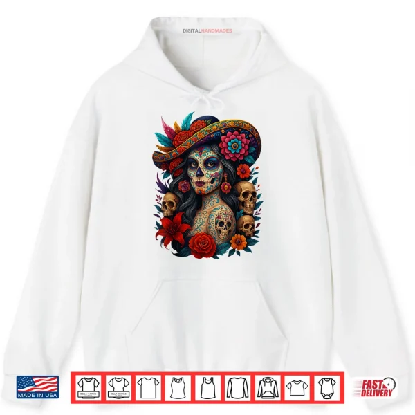 Hoodie Dia De Los Muertos Mexican Day of The Dead Floral Shirt
