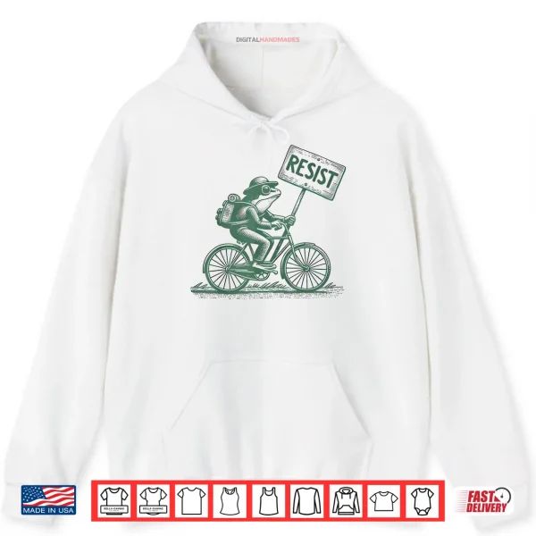 Hoodie Frog On Bike Resist Portland Frog Protest Shirt